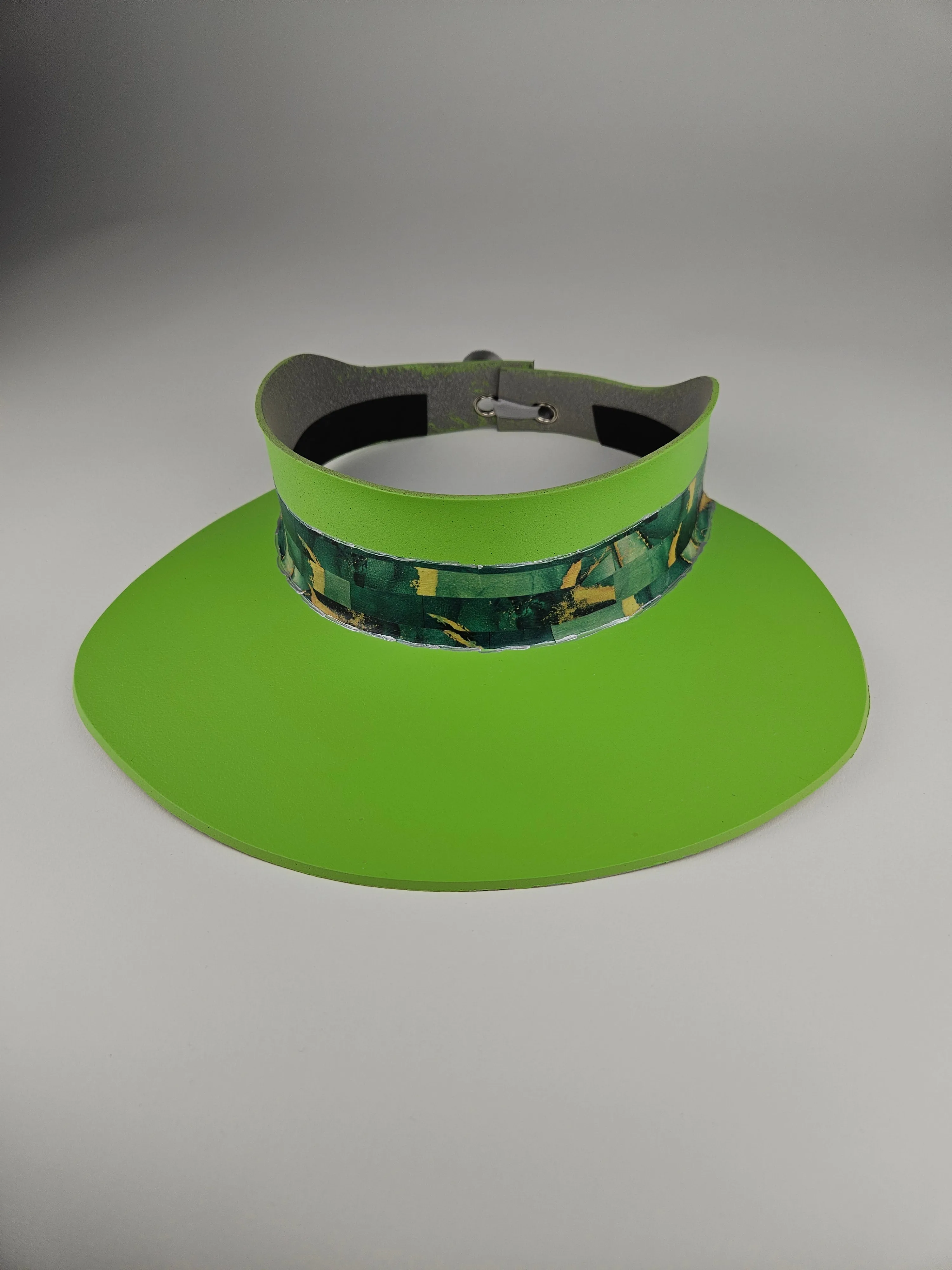 Neon Green "LadyEVA" Visor Hat with Dark Green Marbled Band