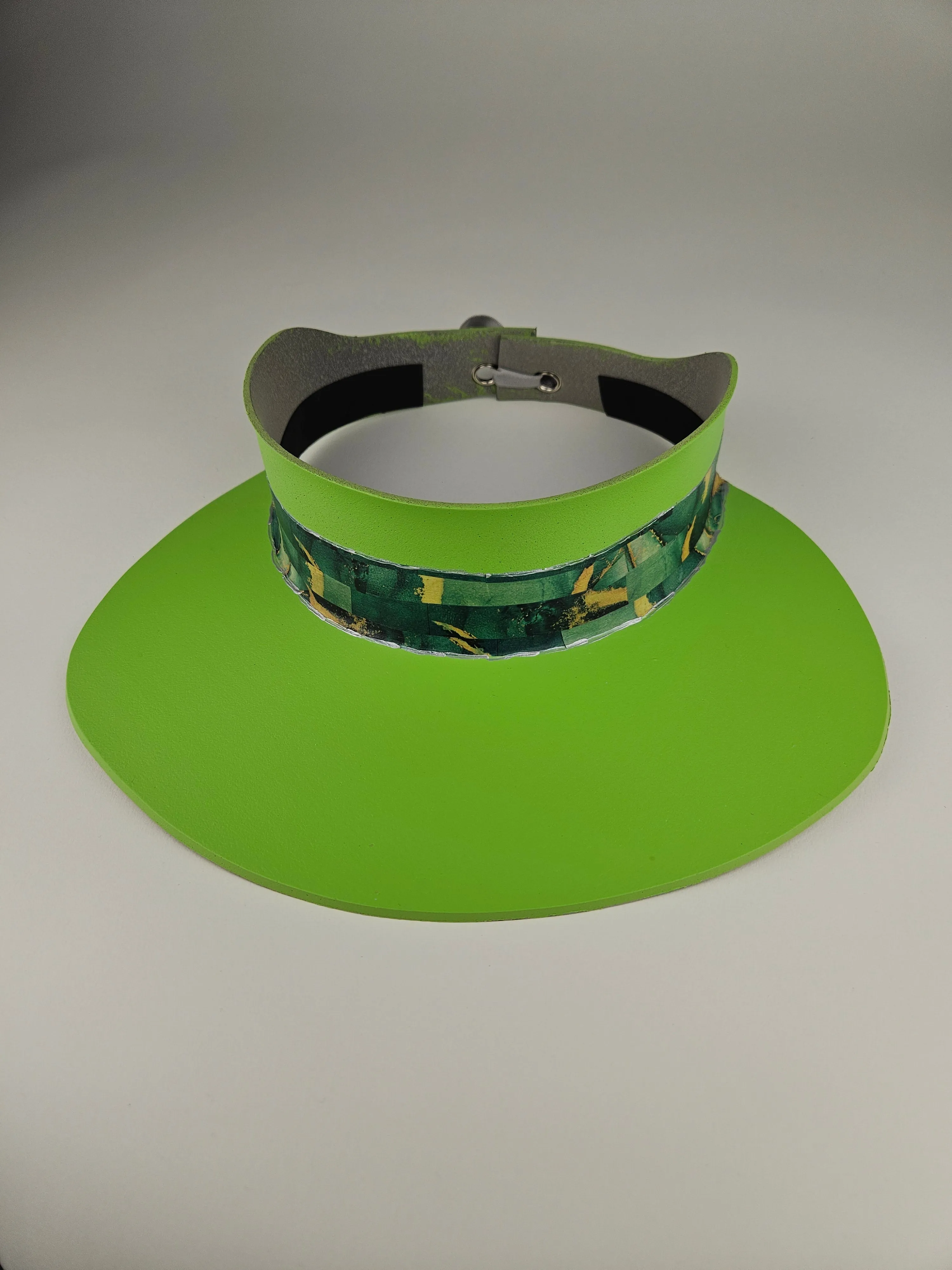 Neon Green "LadyEVA" Visor Hat with Dark Green Marbled Band