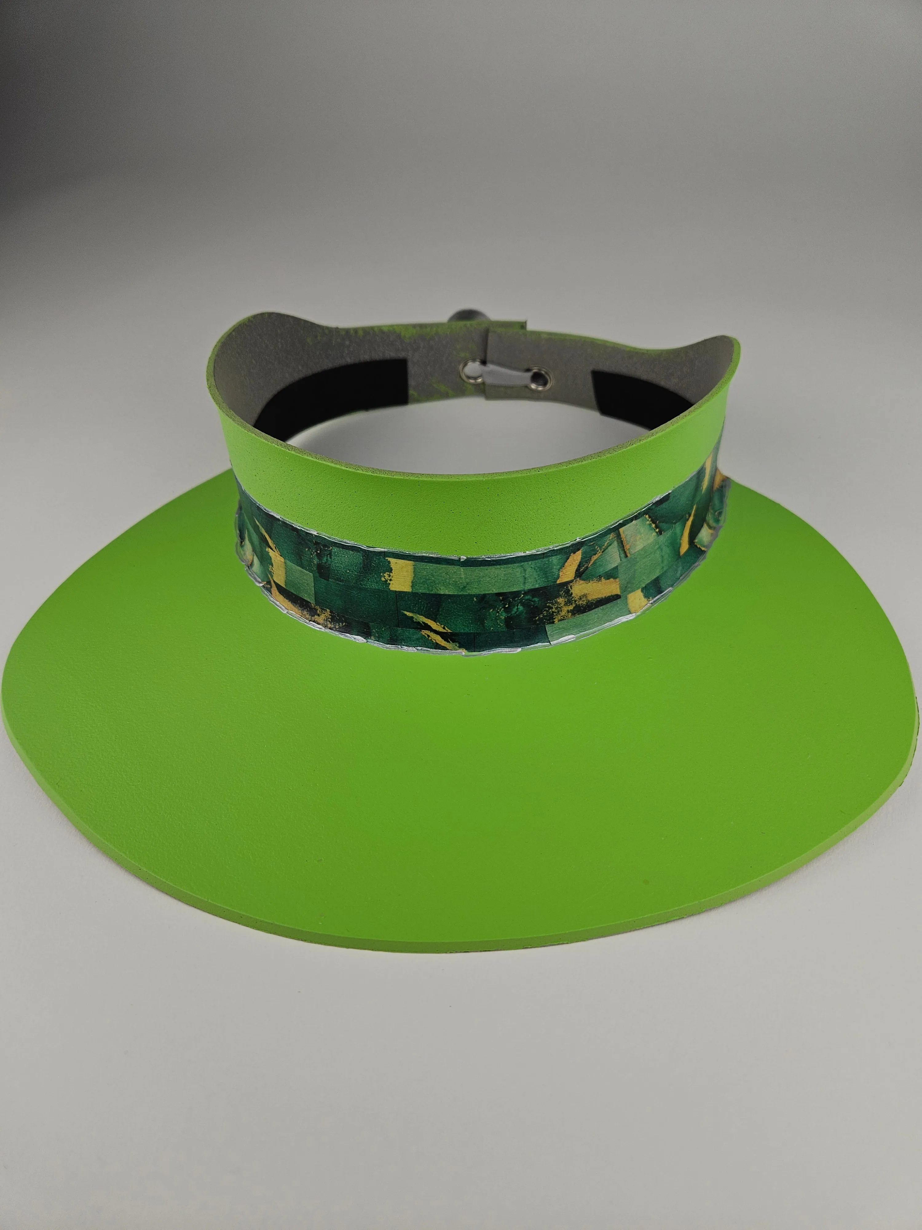 Neon Green "LadyEVA" Visor Hat with Dark Green Marbled Band