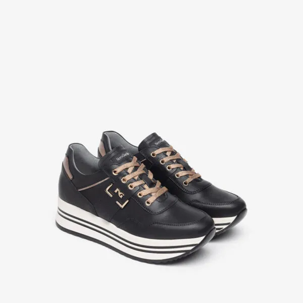 NEROGIARDINI WOMEN LEATHER SNEAKERS IN BLACK AND WHITE