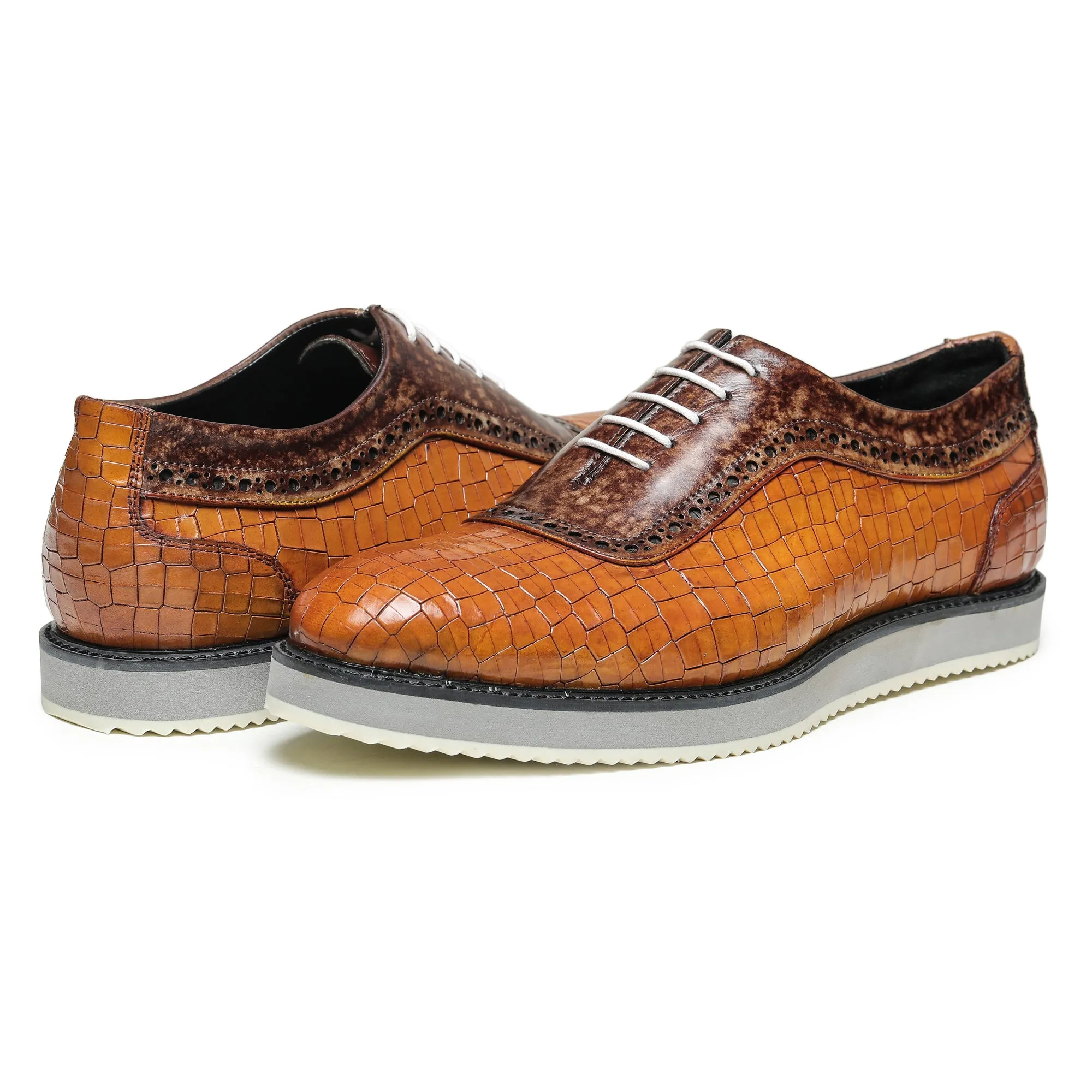 Oxford Sneakers- Croc Tan & Brown