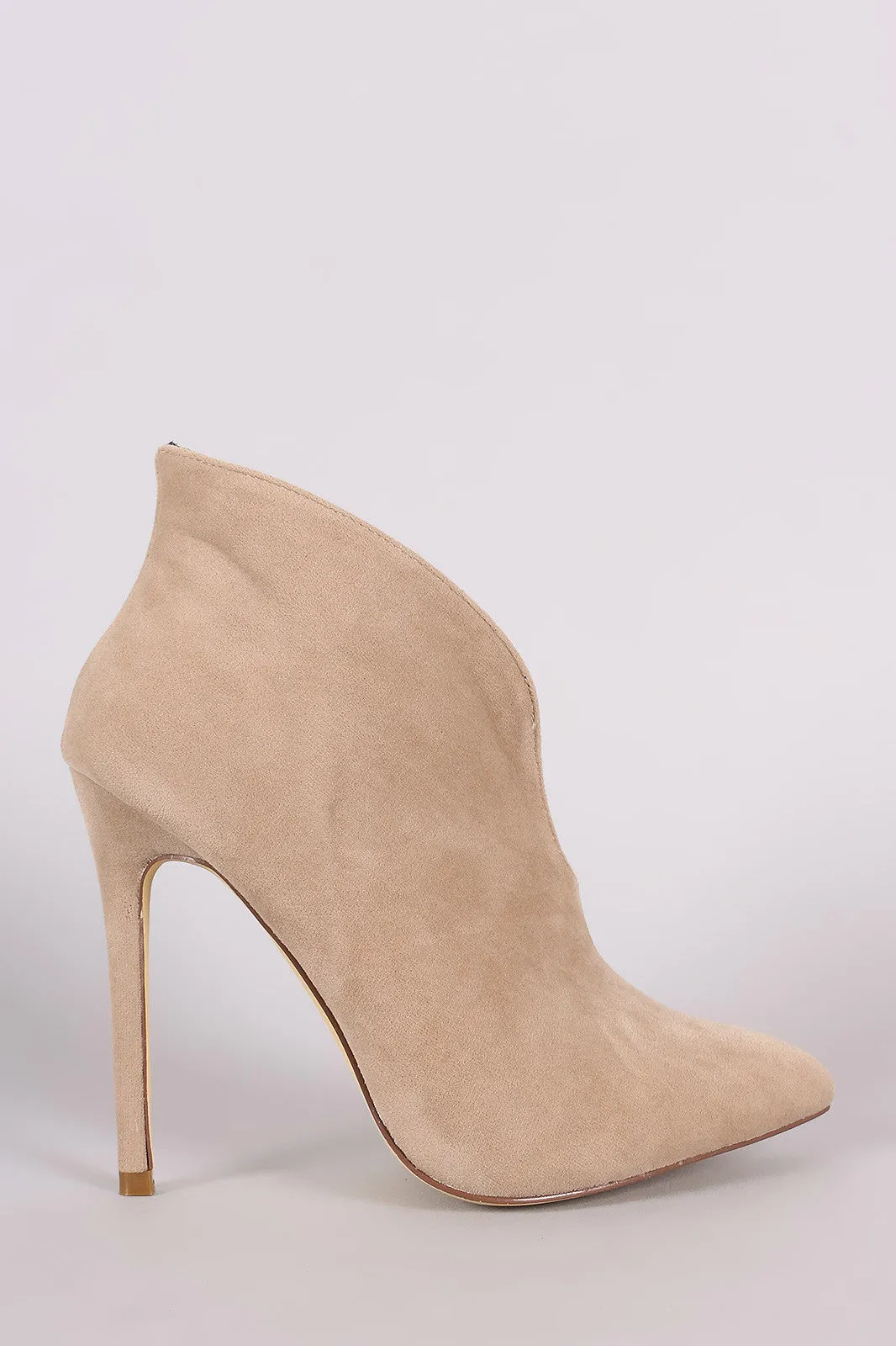 Pointy Toe Cleavage Stiletto Ankle Boots