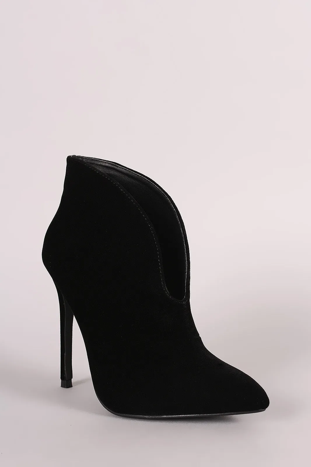 Pointy Toe Cleavage Stiletto Ankle Boots