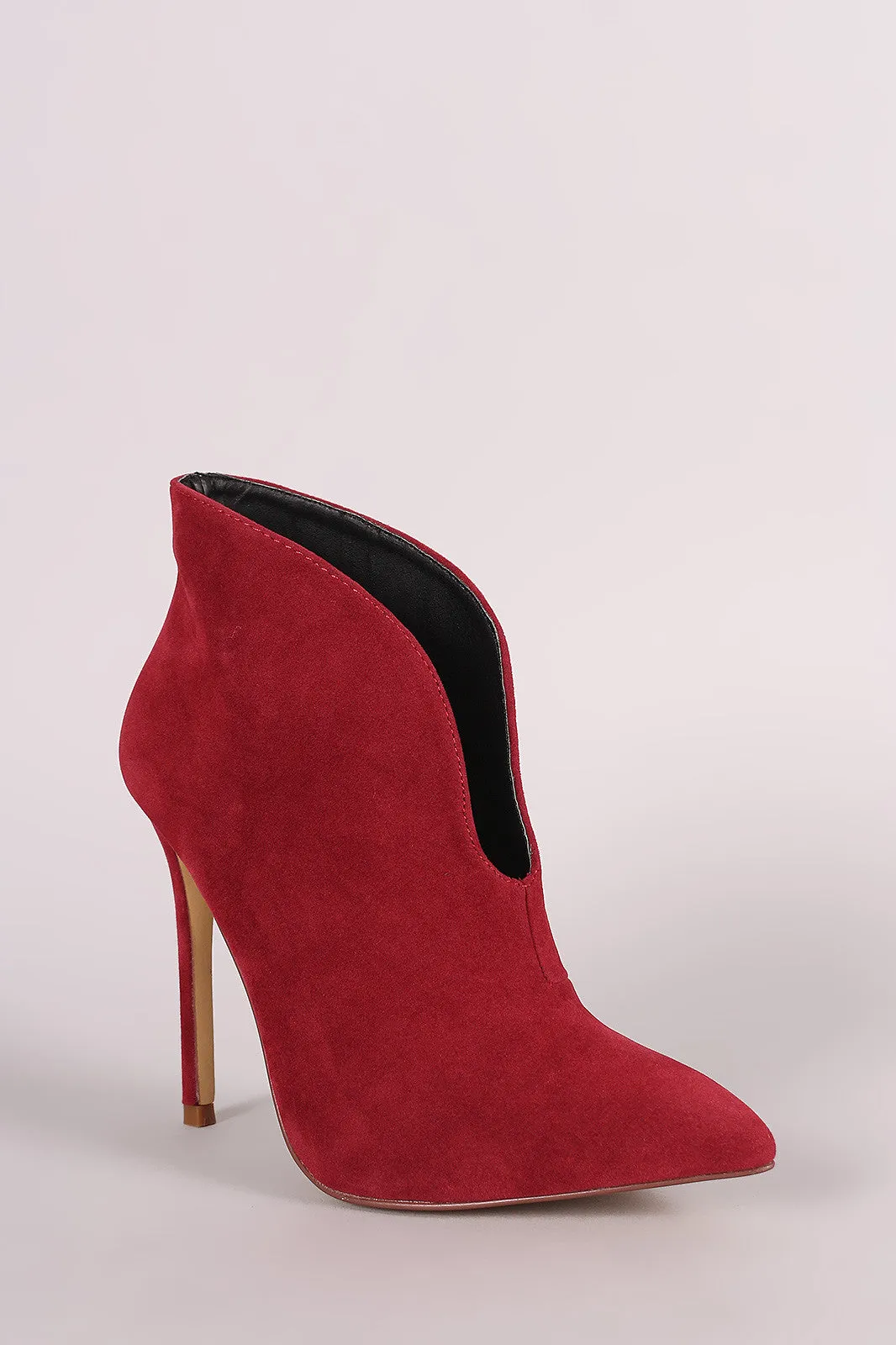 Pointy Toe Cleavage Stiletto Ankle Boots