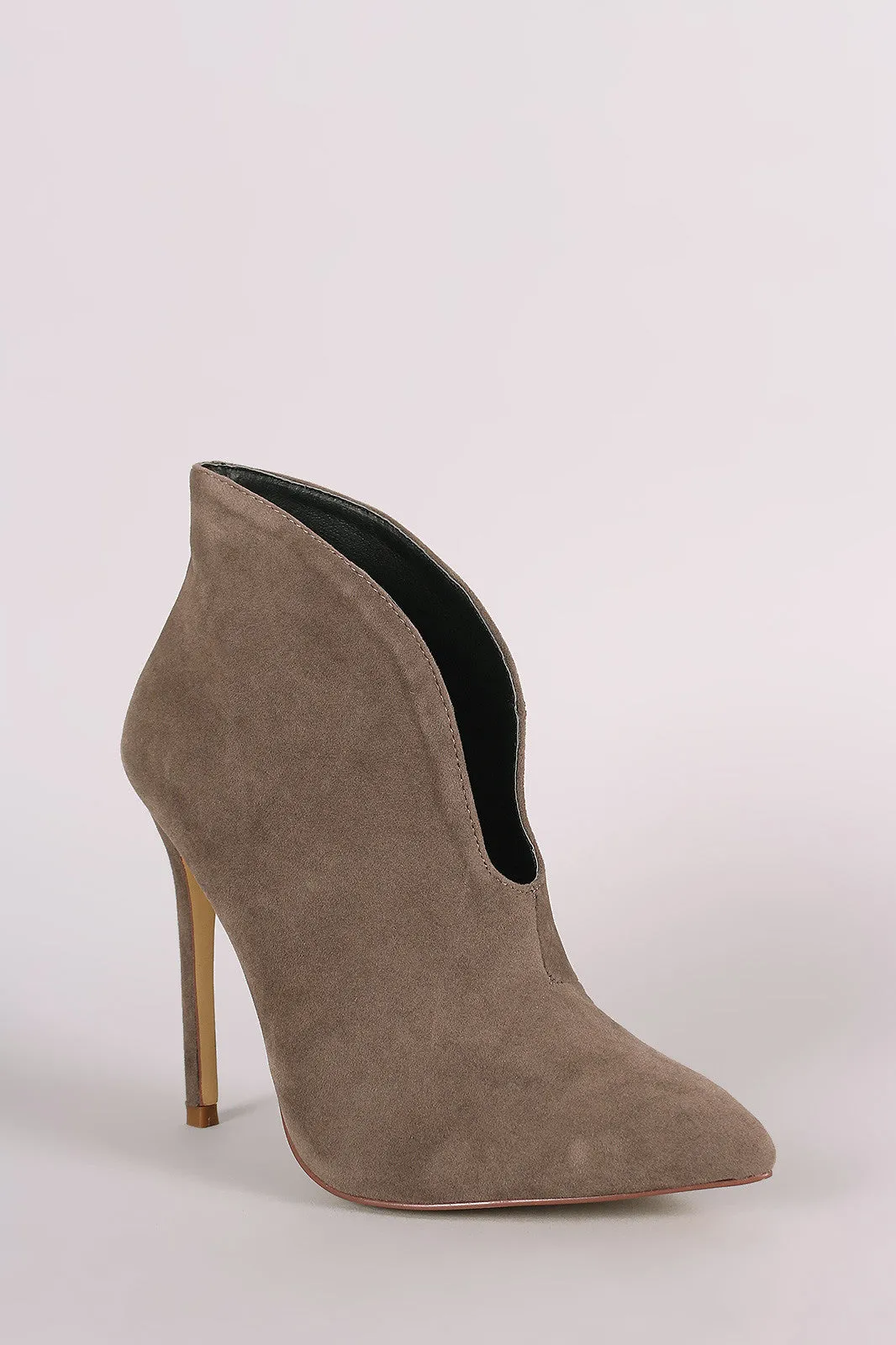 Pointy Toe Cleavage Stiletto Ankle Boots