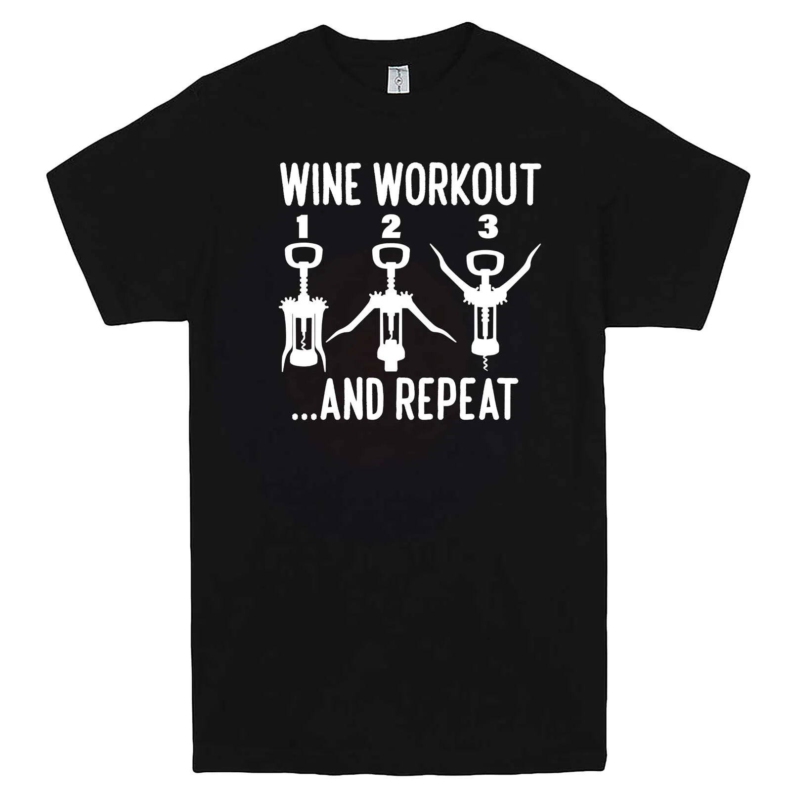 "Wine Workout: 1 2 3 Repeat" men's t-shirt