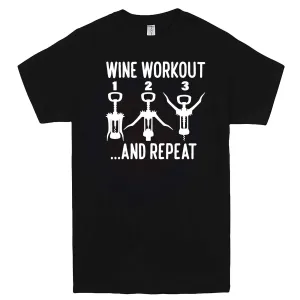 "Wine Workout: 1 2 3 Repeat" men's t-shirt