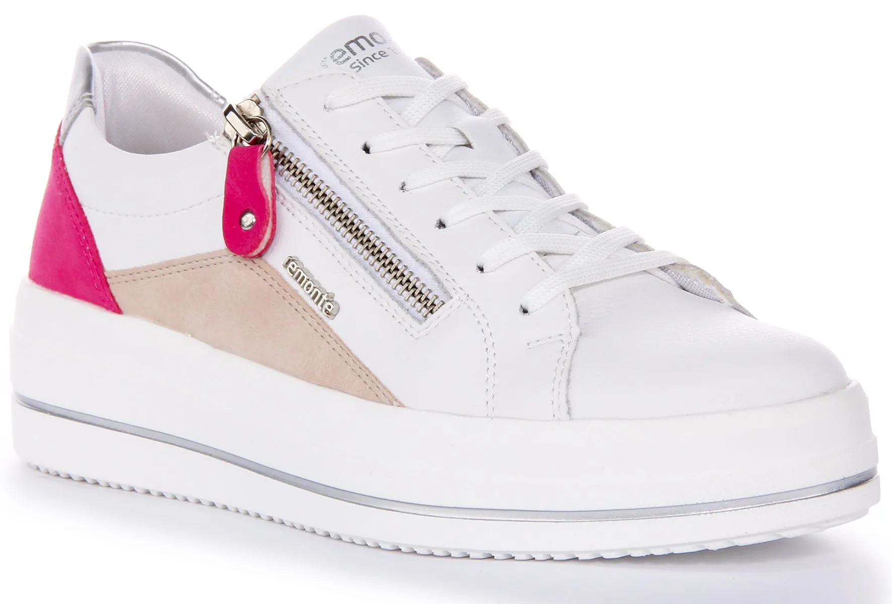 Remonte D1C01-80 Trainers In White Pink For Women