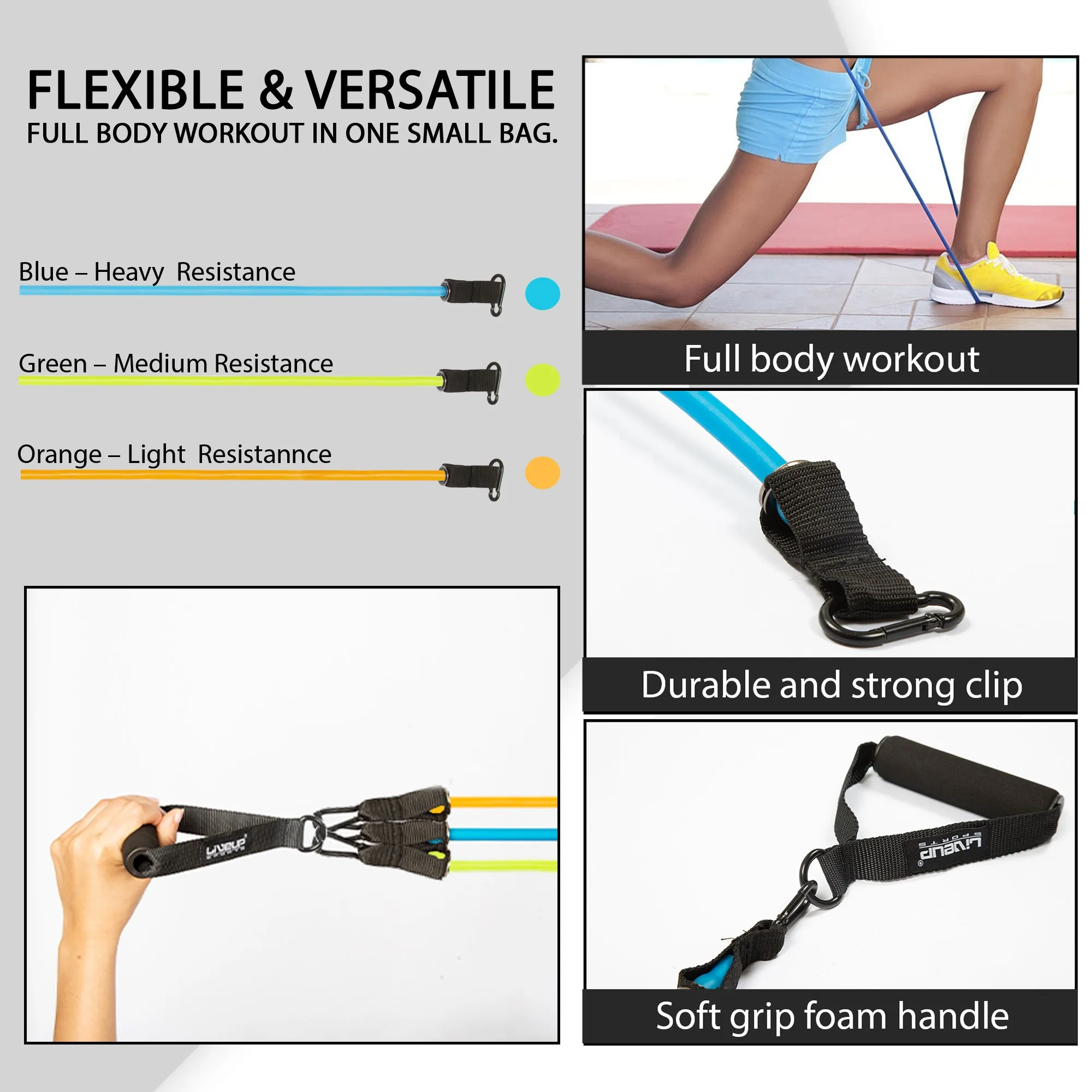 Resistance Bands Exercise Fitness Tubes With Handles Set