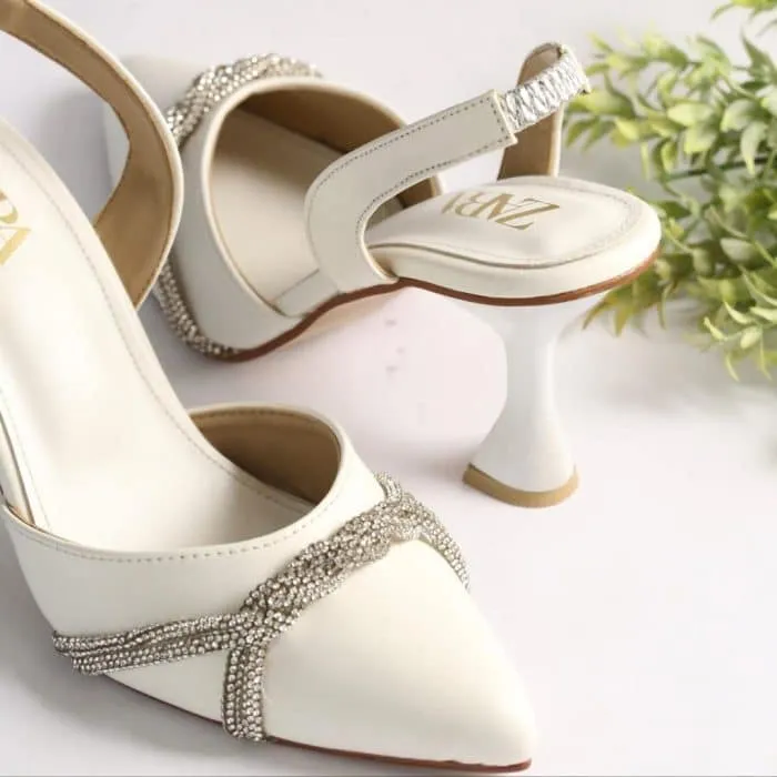 Rhinestone Decor Slingback Heels