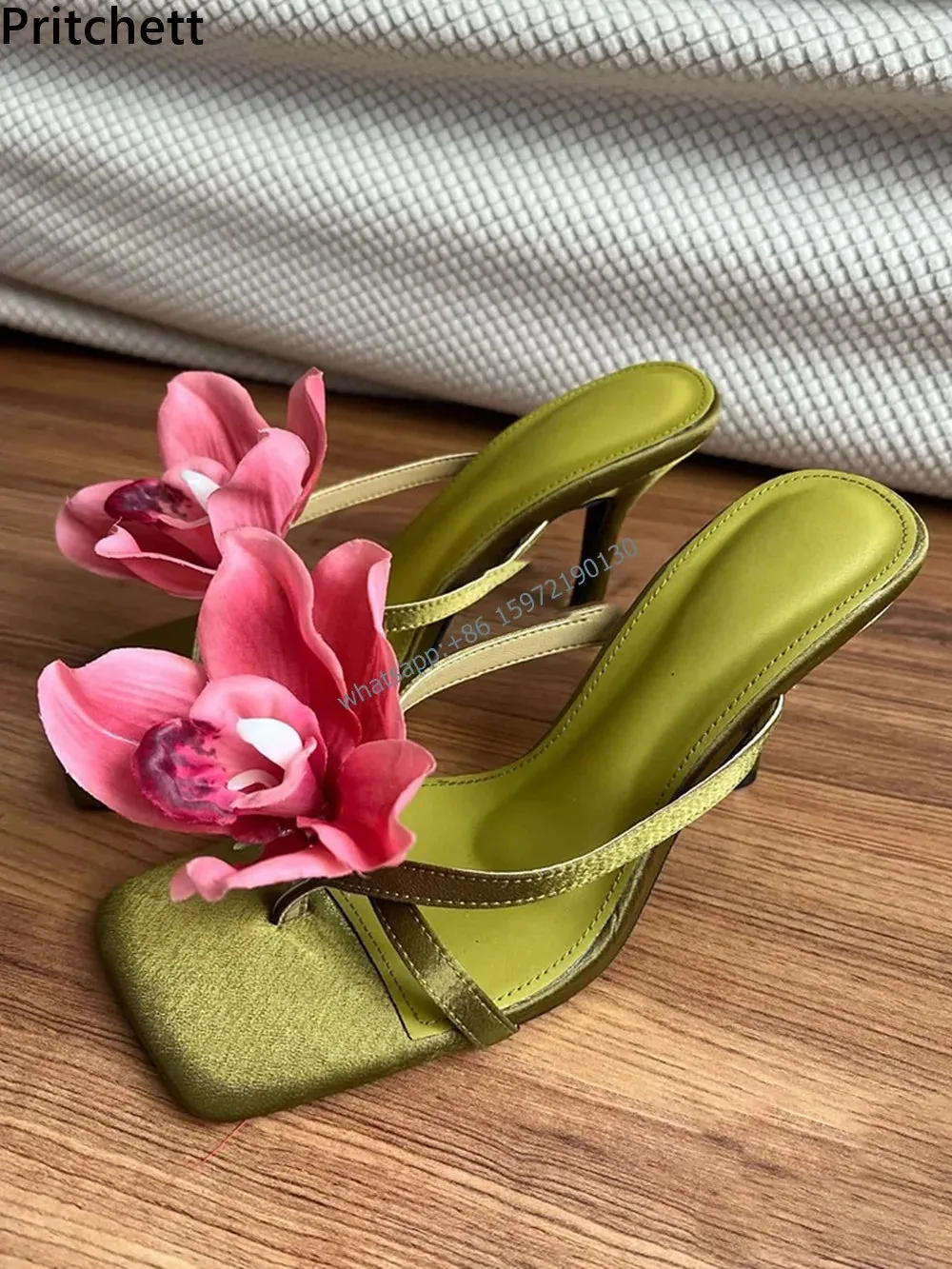 Satin Gradient Floral Sandals