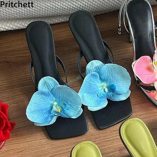 Satin Gradient Floral Sandals