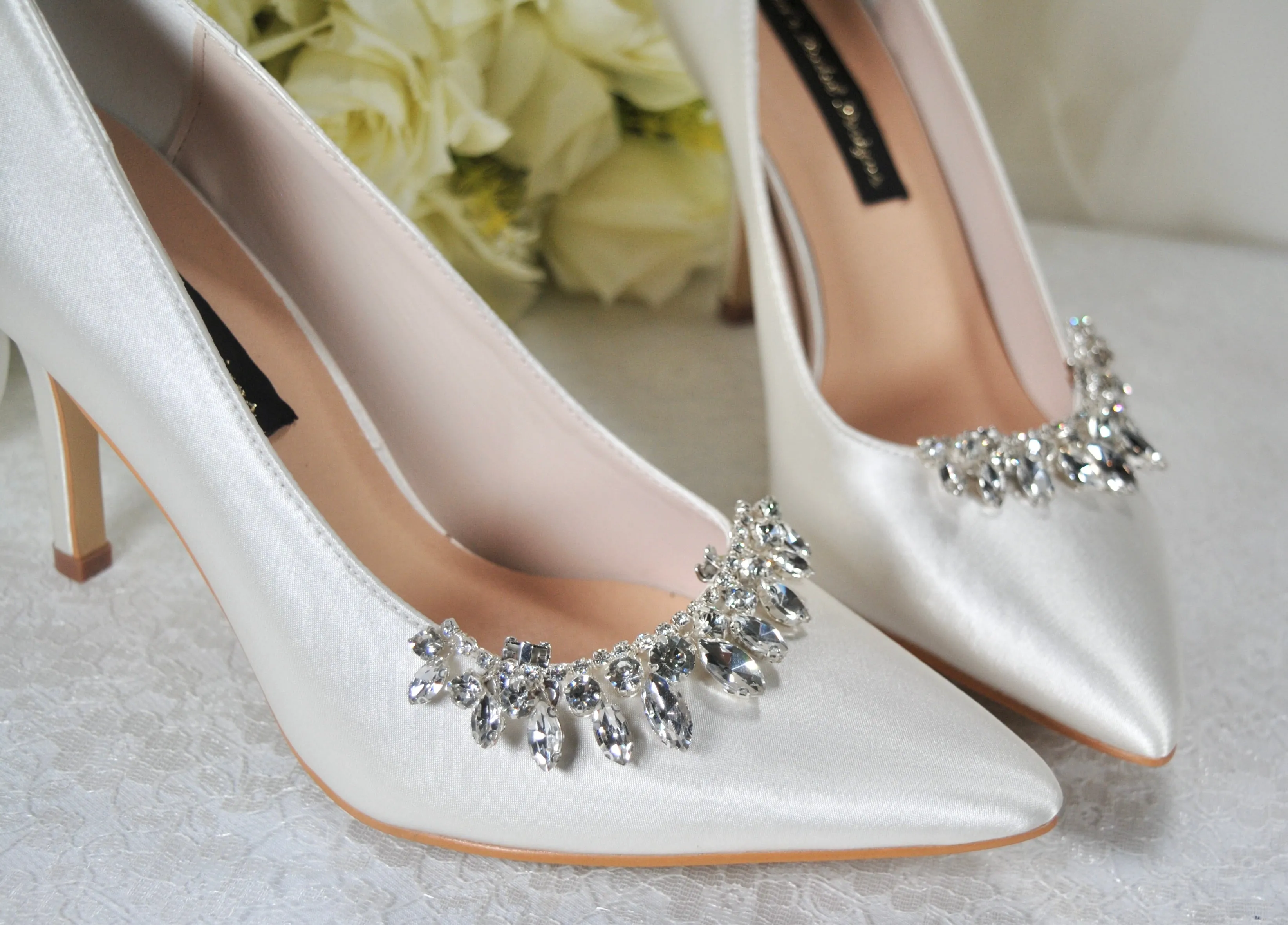 Satin Shoes with Crystal Shoe Clip