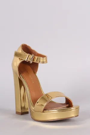 Shoe Republic LA Mirror Metallic Platform Chunky Heel