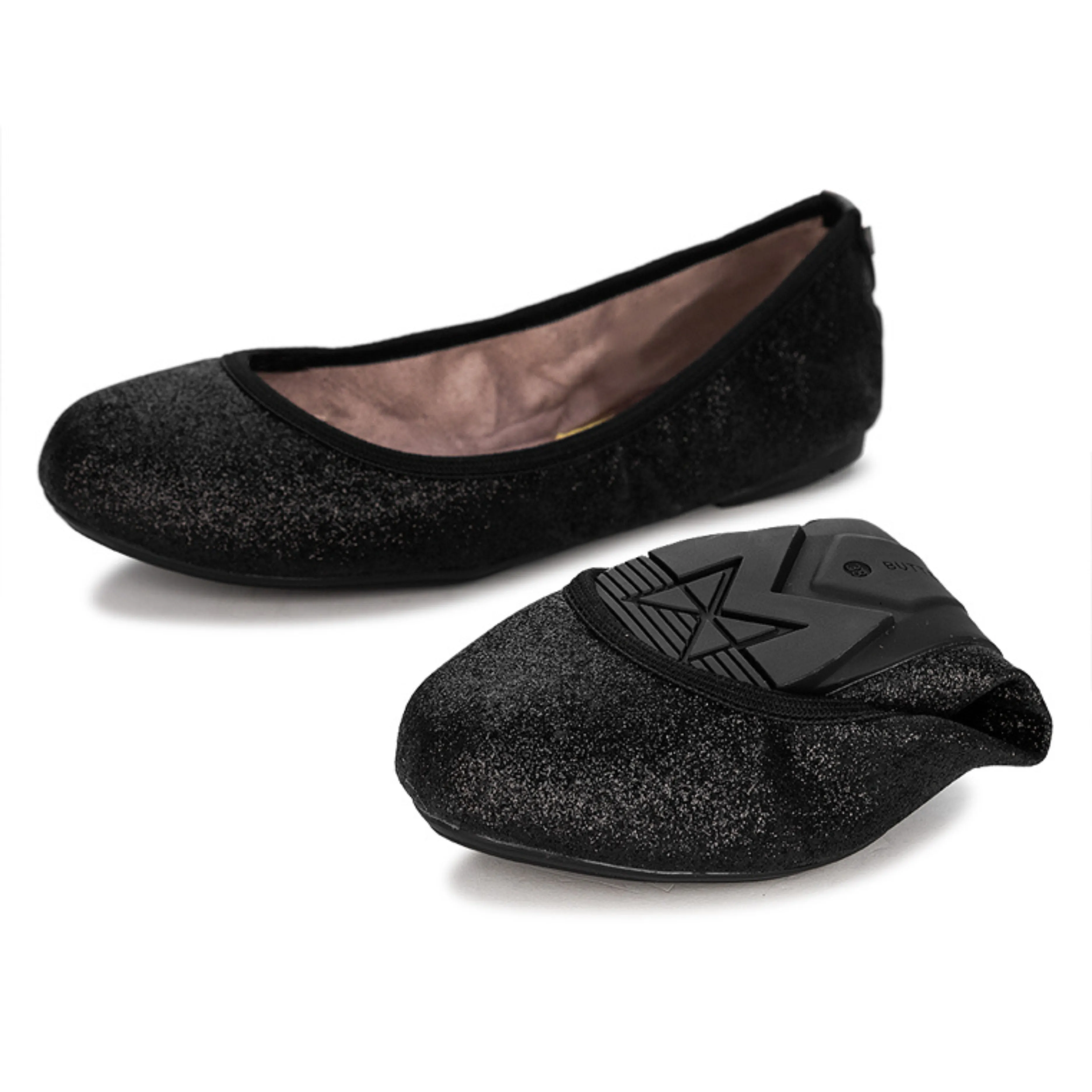 SOPHIA Ballet Flat Shoes - Glitter Black