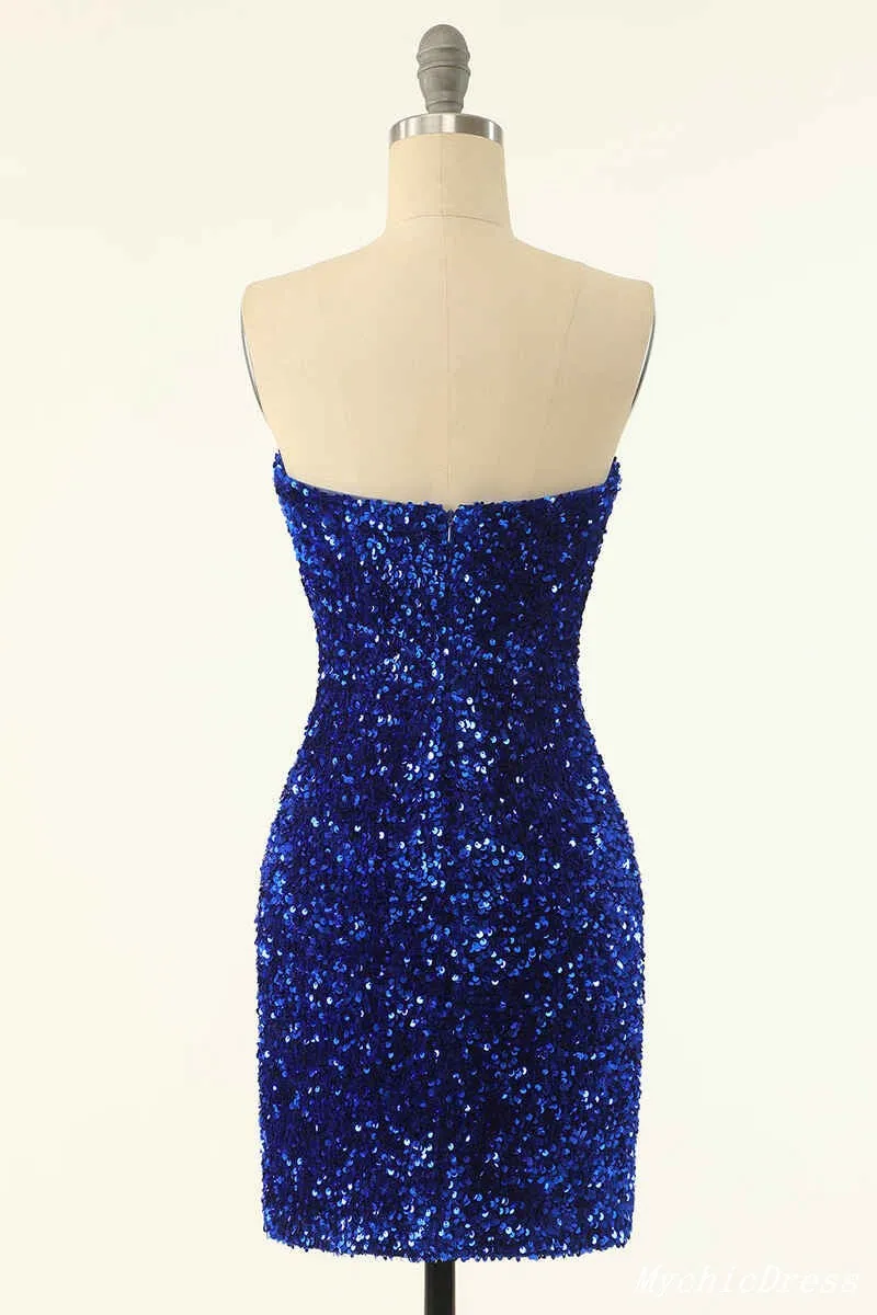 Sparkly Sequined Cocktail Dress,Short Sky Blue Black Hoco Dresses