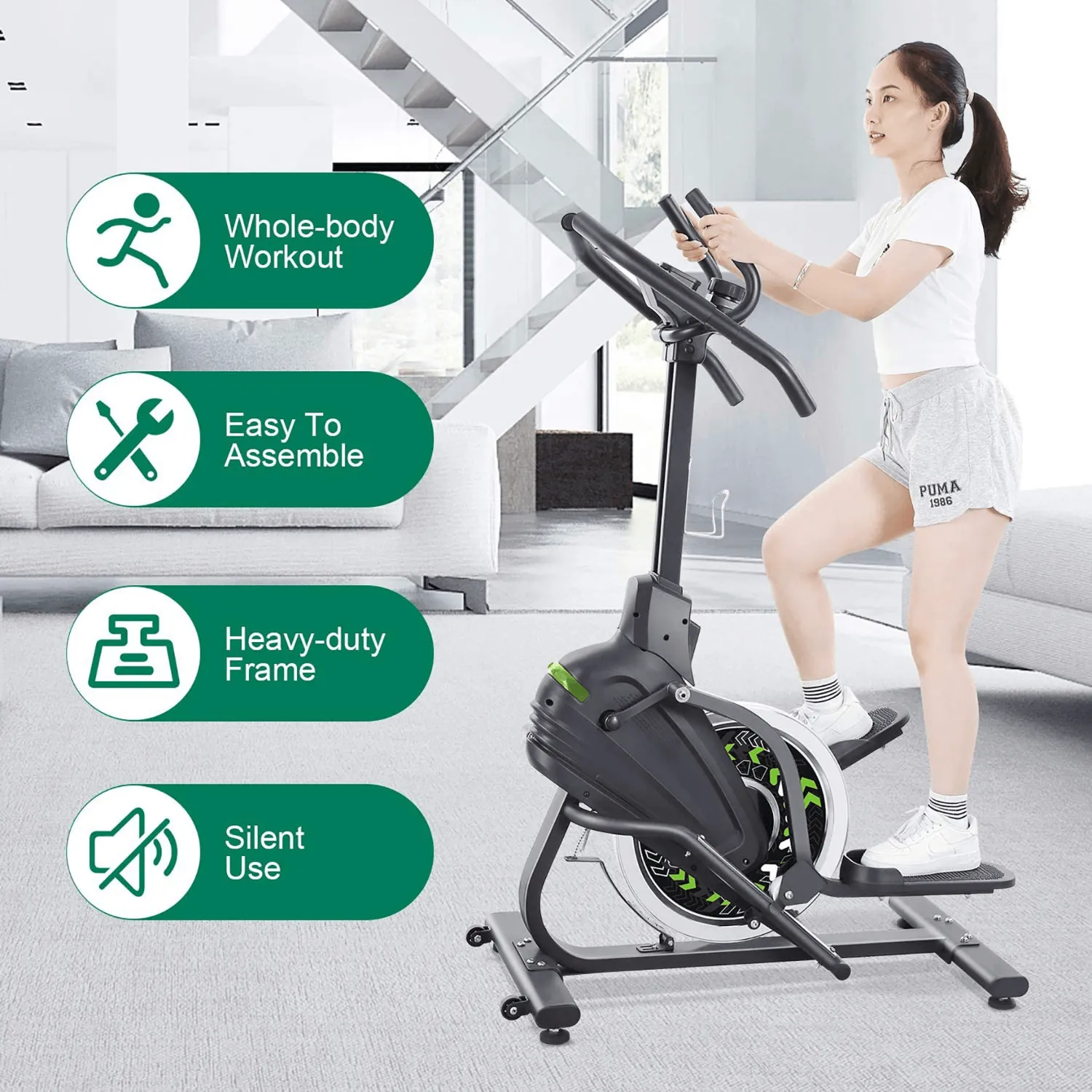 Stepper Elliptical Machine Trainer Elliptical Climber with 20LBS Large Flywheel & Crank Technology for Exercise Workout at Home