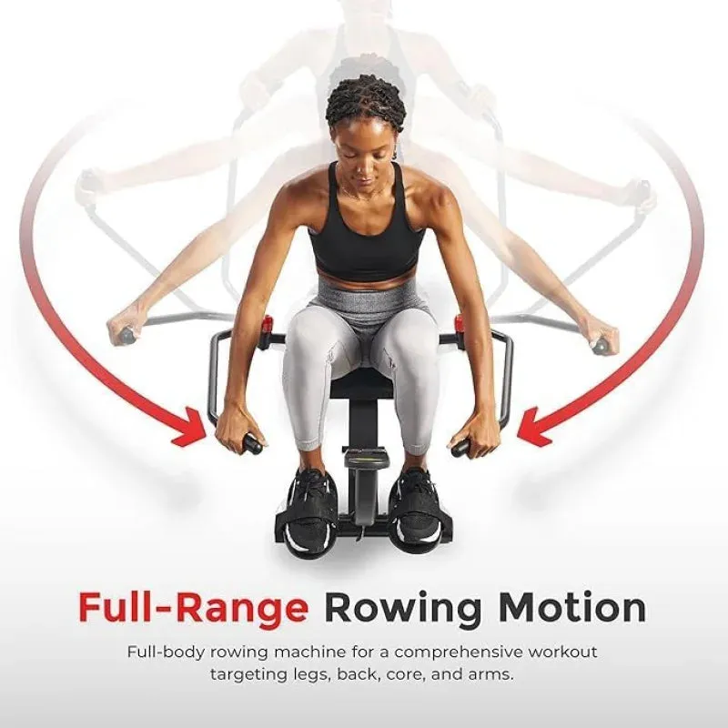 Sunny Health & Fitness Smart Compact Full Motion Rowing Machine, Full-Body Low-Impact Workout