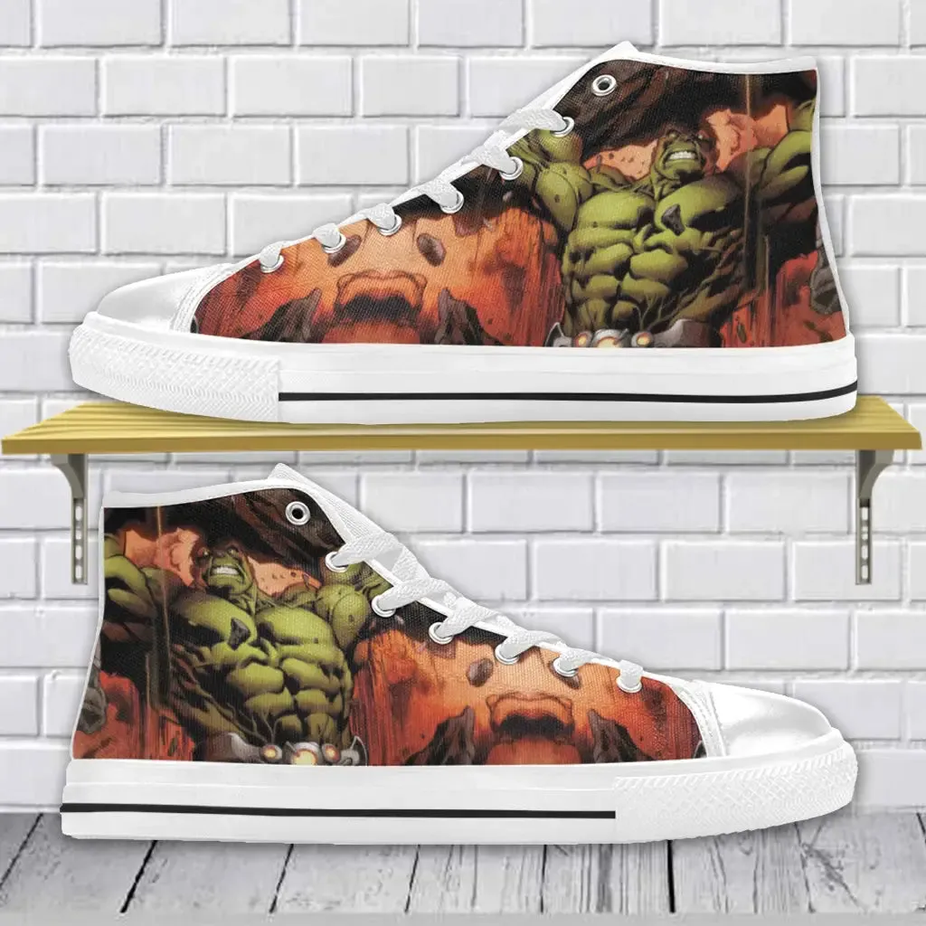 Superhero Avengers Hulk Shoes High Top Sneakers for Kids and Adults