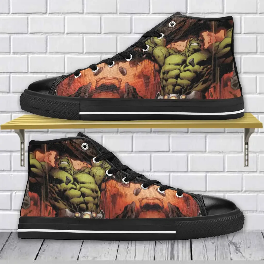 Superhero Avengers Hulk Shoes High Top Sneakers for Kids and Adults