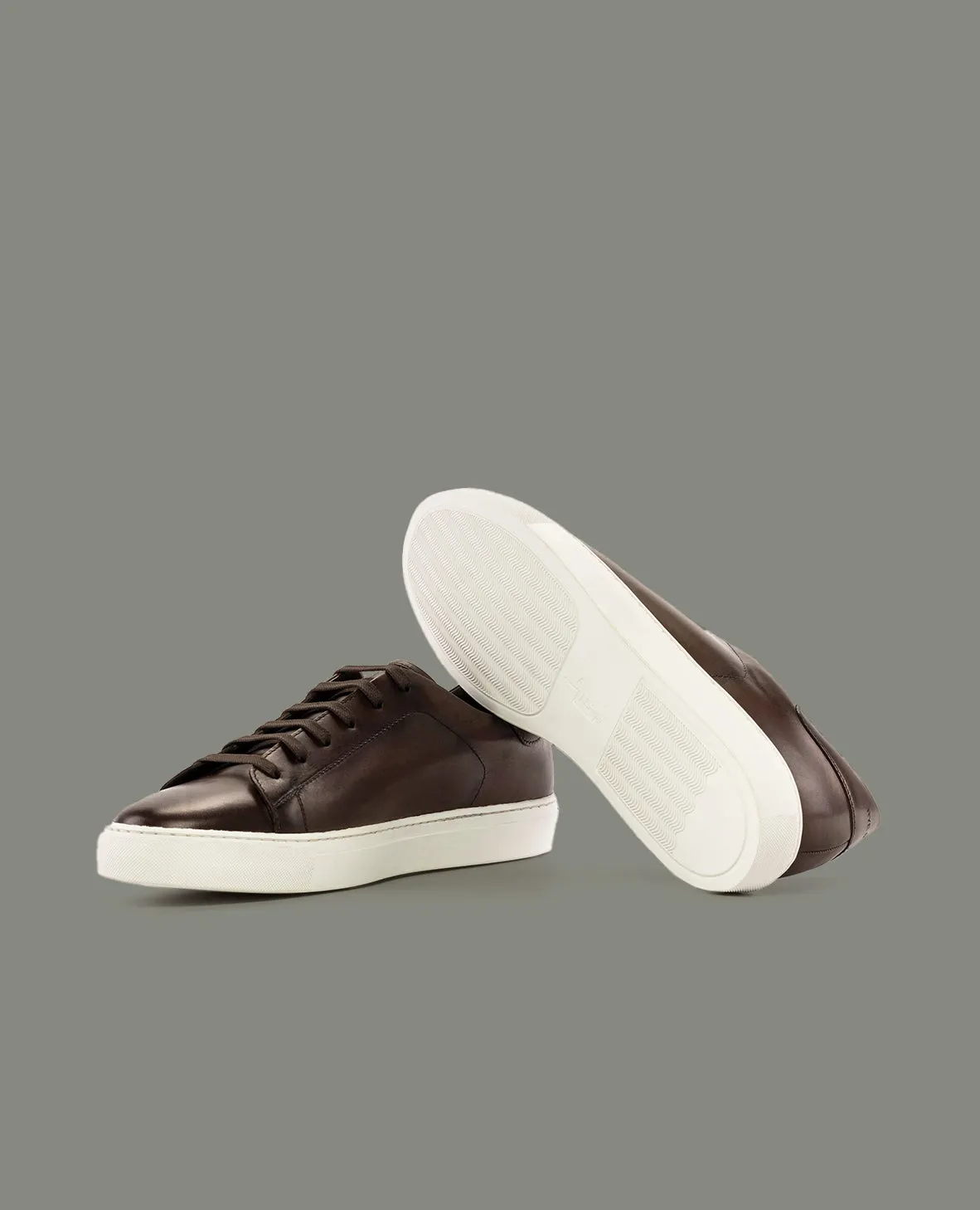 The Rhodes - Burnished Leather Sneaker - Brown