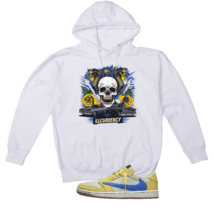 Travis Scott x Air Jordan 1 Low OG “Canary” | illcurrency White T-Shirt (Vintage Illcurrency)