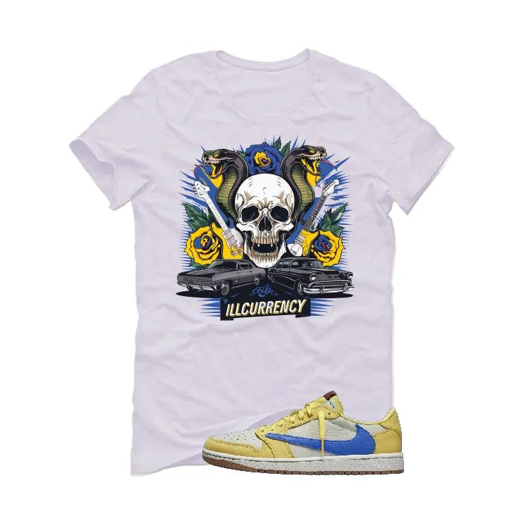 Travis Scott x Air Jordan 1 Low OG “Canary” | illcurrency White T-Shirt (Vintage Illcurrency)