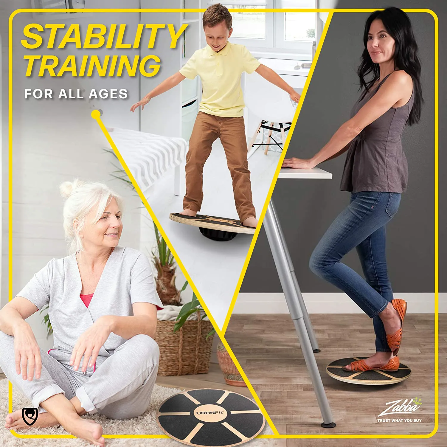 URBNFit Balance Board - Core Trainer - Increase Stability, Strength and Flexibility - Ballet and Dance Trainer