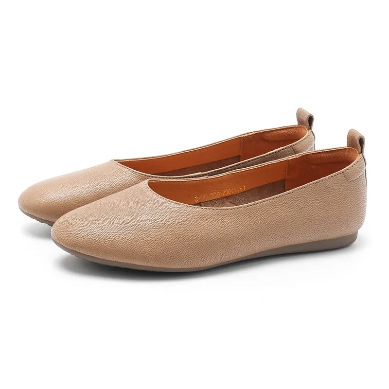 Vegetable Tanned Sheepskin Slip-on For Women Handmade Pointed Toe Flats 6 Colors