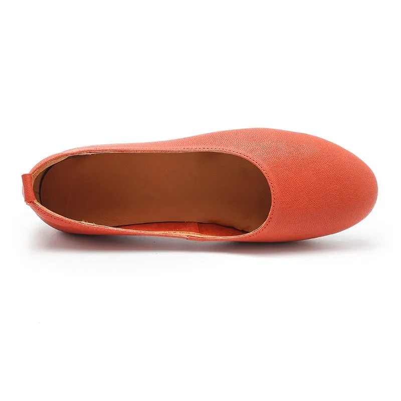 Vegetable Tanned Sheepskin Slip-on For Women Handmade Pointed Toe Flats 6 Colors