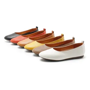 Vegetable Tanned Sheepskin Slip-on For Women Handmade Pointed Toe Flats 6 Colors