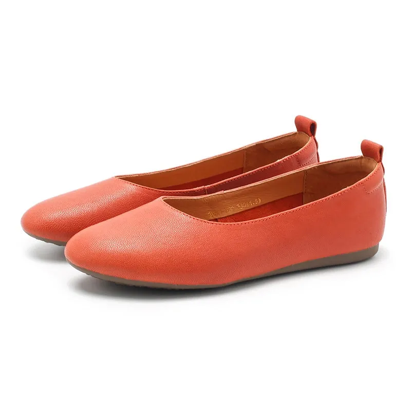 Vegetable Tanned Sheepskin Slip-on For Women Handmade Pointed Toe Flats 6 Colors