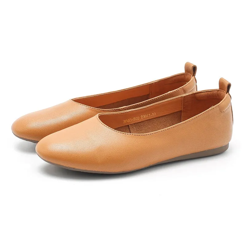 Vegetable Tanned Sheepskin Slip-on For Women Handmade Pointed Toe Flats 6 Colors