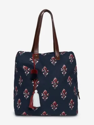 Westside Navy Floral Simone Tote Bag