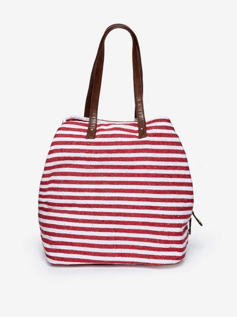 Westside Red Stripe Print Simone Tote Bag