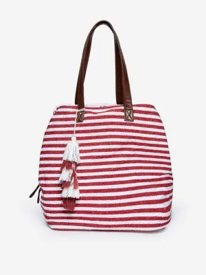 Westside Red Stripe Print Simone Tote Bag