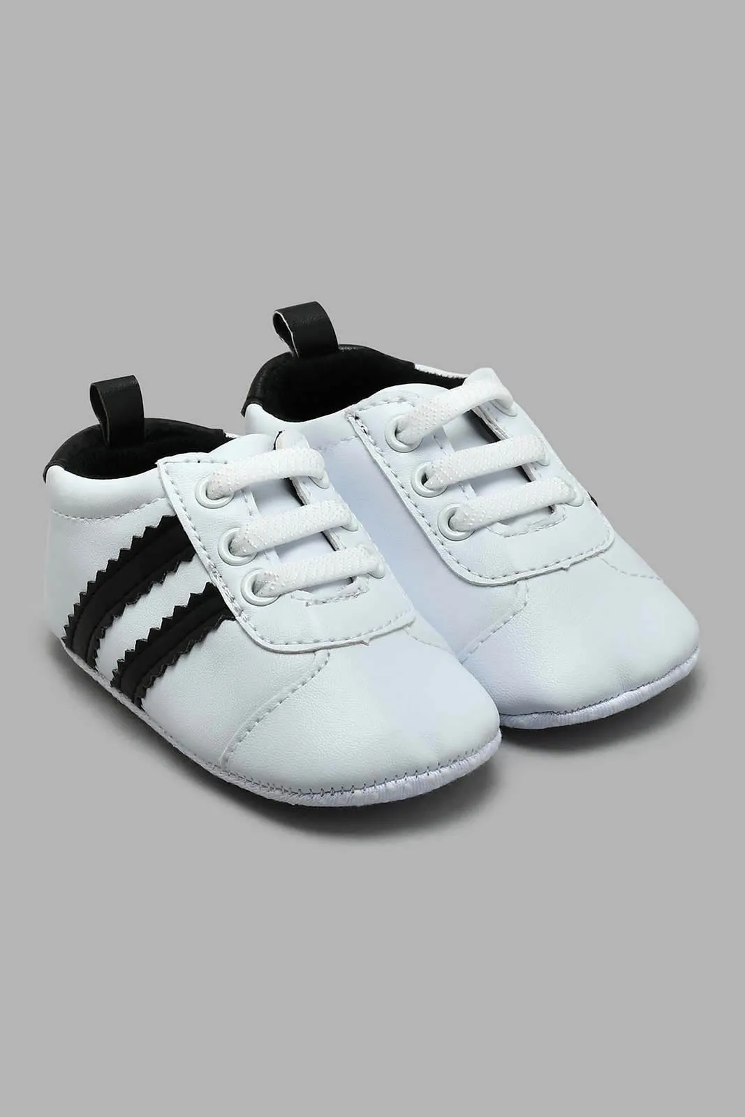 White And Black Slip-On Pram Shoe