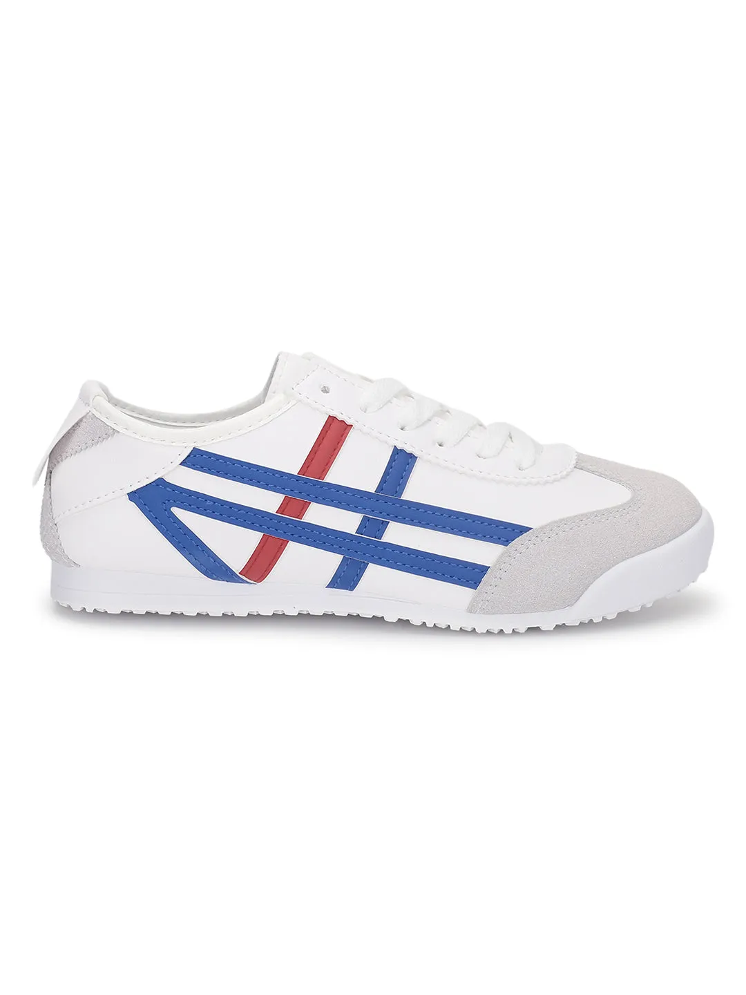 White Navy PU Stylish Lace-Up Sneakers (TC-RS3800-WHTNVY)