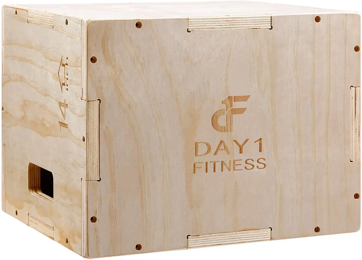 Wood Plyometric Box by Day 1 Fitness - 4 SIZE OPTIONS (16x14x12, 20x18x16, 24x20x16, OR 30x24x20) - 3-in-1, for Crossfit Training, Jumps - Heavy-Duty, Non-Slip Plyo Boxes, Rounded Corners for Safety