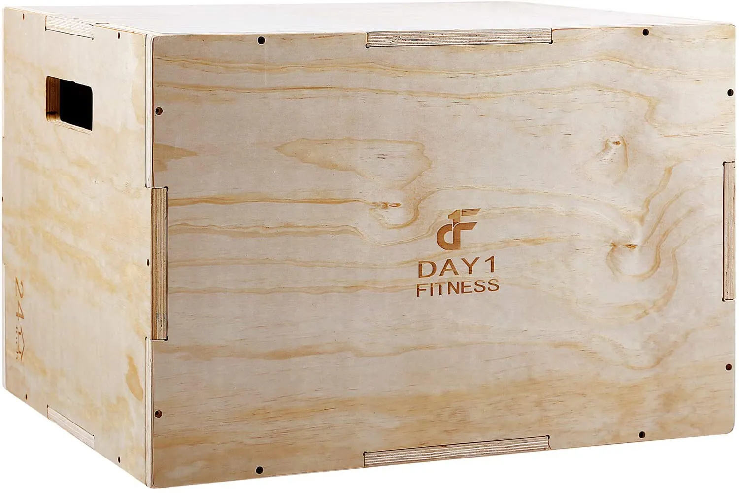 Wood Plyometric Box by Day 1 Fitness - 4 SIZE OPTIONS (16x14x12, 20x18x16, 24x20x16, OR 30x24x20) - 3-in-1, for Crossfit Training, Jumps - Heavy-Duty, Non-Slip Plyo Boxes, Rounded Corners for Safety