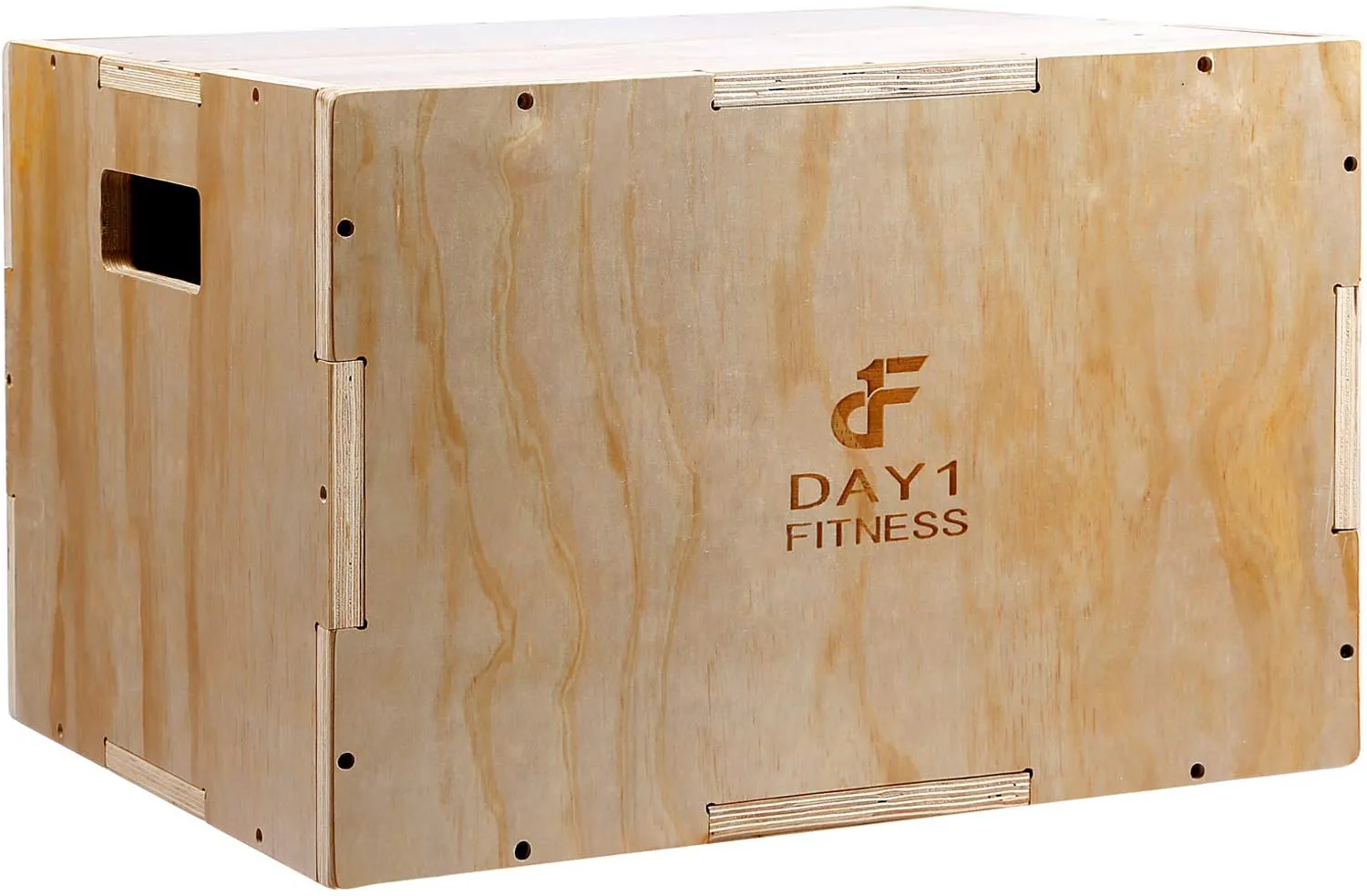 Wood Plyometric Box by Day 1 Fitness - 4 SIZE OPTIONS (16x14x12, 20x18x16, 24x20x16, OR 30x24x20) - 3-in-1, for Crossfit Training, Jumps - Heavy-Duty, Non-Slip Plyo Boxes, Rounded Corners for Safety