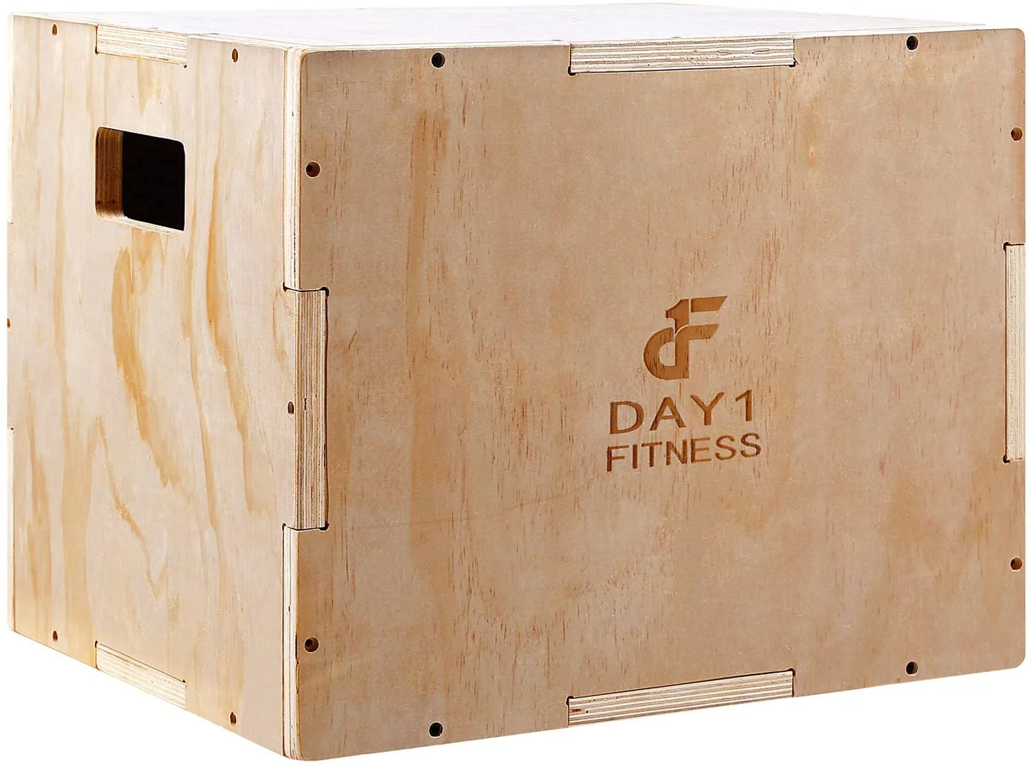 Wood Plyometric Box by Day 1 Fitness - 4 SIZE OPTIONS (16x14x12, 20x18x16, 24x20x16, OR 30x24x20) - 3-in-1, for Crossfit Training, Jumps - Heavy-Duty, Non-Slip Plyo Boxes, Rounded Corners for Safety